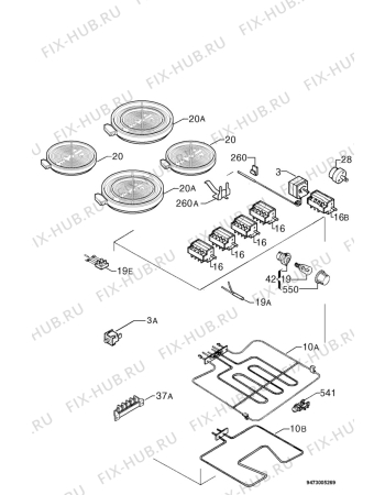 Взрыв-схема плиты (духовки) Zanussi ZCC6632W - Схема узла Electrical equipment 268